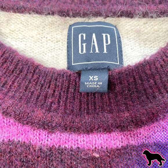 The GAP Striped Sweater Pull Over Size XS Alpaca Wool Blend Crew Neck Brown - Picture 3 of 4